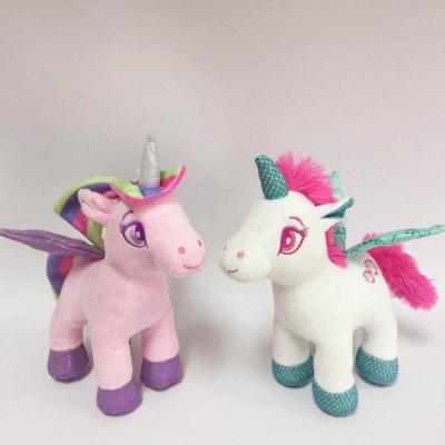 China Plush Toys Stuffed Plush Toys Holding 20cm Fly Horse White Pink Unicorn for sale