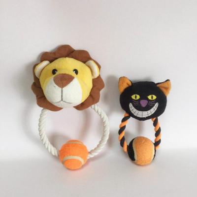 China Sustainable Dogs Plush Toys Rope Ring With Ball for sale