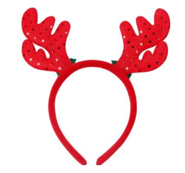 China Plush Toys Reindeer Antler Hair Circle Christmas Red Hair Head Bell Head Band for sale