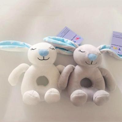 China Soft Handmade Knitted Baby Toys Cotton Rabbit Plush Rattle Toys Hand Bell for sale