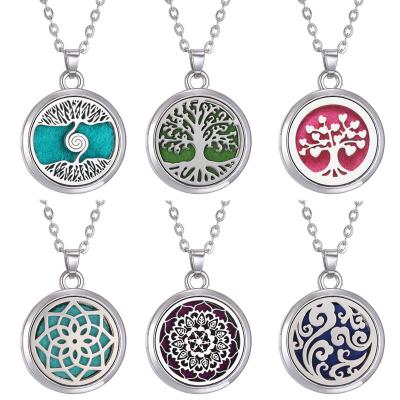 China New Cute Aromatherapy Jewelry Tree Of Life Aroma Necklace Essential Oils Diffuser Necklace Pendant Pendant Free for sale