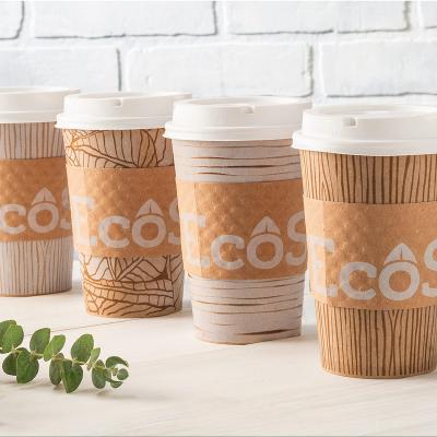 China Free Sample Logo Food Cold Paper Cup Biodegradable Recyclable Double Wall Food Paper Coffee Cups Free Sample Custom Lid Wholesale Hot Sleeve for sale