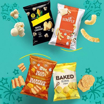 China Recyclable Custom Printed Seal Pillow Back Pouch Packaging Bags Popcorn Snacks Low MOQ Laminated Grade Plastic Potato Chips Bags for sale