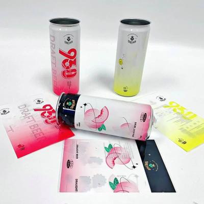 China Beer Can Waterproof Custom Printing Bottle Labels Paper Shrink Packaging Synthetic Matte Effect Waterproof Sticker Sleeve Bottle Can Label for sale