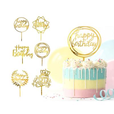 China Acrylic Hot sell Gold Black Glitter Custom Party supplies Happy Birthday  Acrylic Cake Toppers for sale