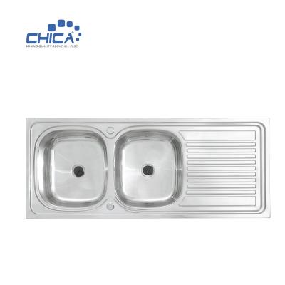 China CH12050B Topmount Kitchen Sink Double Bowl Kitchen Sink Stainless Steel Press Kitchen Sinks for sale