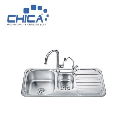 China Carton Pallet Commercial Stainless Steel Sink Double Bowl Press Kitchen Sink For Hotel for sale