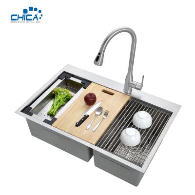 China Stainless Steel Sinks Quality Control Procedure Double Bowl Handmade House Kitchen Sinks for sale