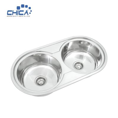 China double bowl pressed kitchen sink stainless steel size commercial sink for house for sale