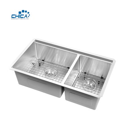 China Carton Pallet Double Bowl Handmade House Kitchen Sinks Stainless Steel Kitchen Sinks for sale