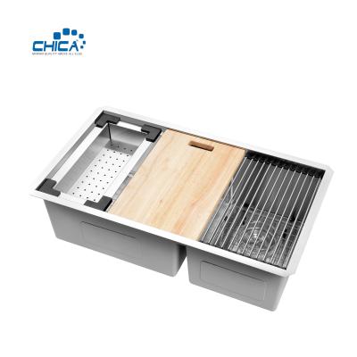 China double bowl handmade house kitchen sinks quality control procedure stainless steel kitchen sink for sale