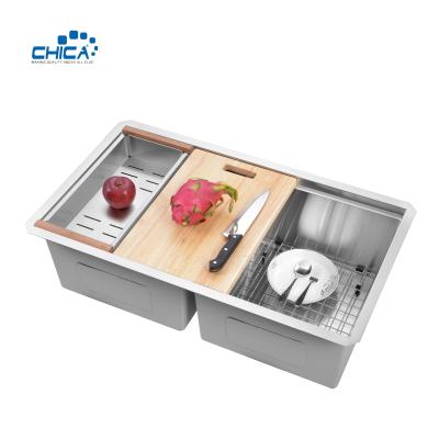 China double bowl kitchen sinks 32.75x19x10 quality control procedure 18 gauge stainless steel sink for sale