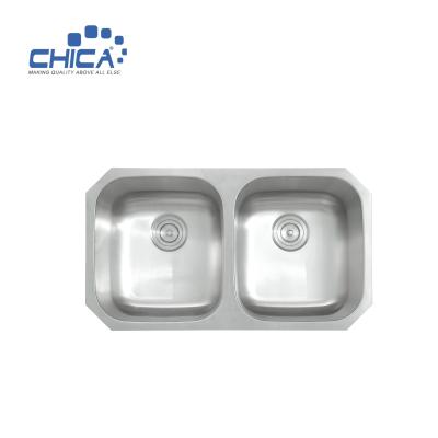 China Stainless Steel Kitchen Sink For Hotel Quality Control Procedure Double Bowl Kitchen Sink For House for sale