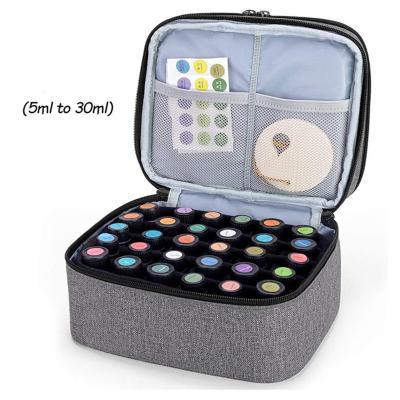 China Double Layer Canvas Nail Polish Storage Bag 30 Bottles Detachable Nail Polish Organizer Holder Portable Travel Nail Polish Bag for sale