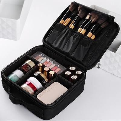 China Portable Travel Black Makeup Cosmetic Case Bag Cosmetic Bag Makeup Bag For Professional for sale