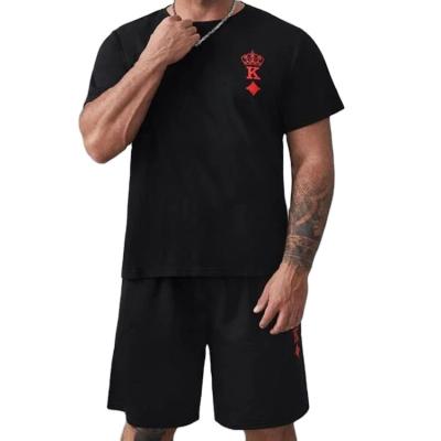 China QUICK DRY High Quality Mens 100% Cotton T-Shirt Shorts Sets Logo Plus Size Custom Graphic 2 Piece Shorts Sets Custom for sale