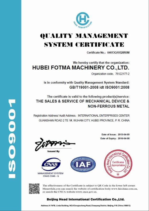 ISO - Hubei Fotma Machinery Co., Ltd.