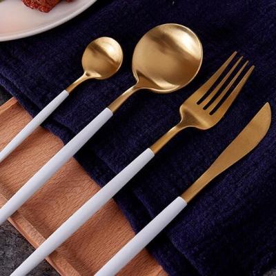 China Sustainable BK SS304 SS430 SS410 Flatware Gold Titanium Coated Stainless Steel 16 Pieces Cutlery Set Tableware for sale