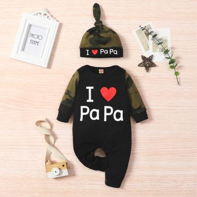 China Anti-pilling Wholesale Letters Printing Cotton Newborn Baby Boy Rompers Short Sleeve Overalls With Snap Button for sale