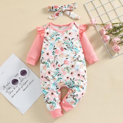 China Wholesale flower girl jumpsuit sleeve romper clothes baby anti-pilling outfits newborn cute short print rompers clothes baby rompers for sale