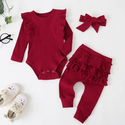 China Wholesale 2Pcs Breathable Cheap Baby Clothes Sets Solid Color Baby Clothes Sets Long Sleeve Baby Clothing Sets Newborn Clothes for sale