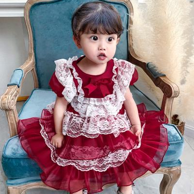 China New Breathable Girl Lolita Dress Cake Tutu Skirt Multilayer Flower Baby Wedding Dresses Wholesale Kids Clothing for sale