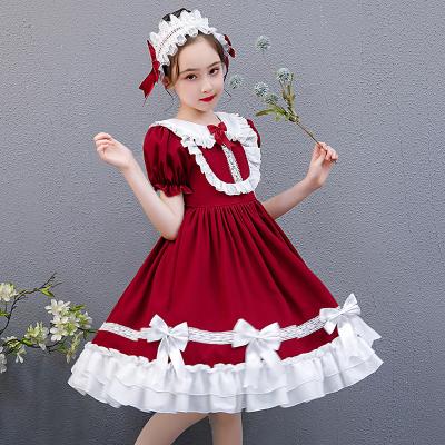 China New Breathable Girls Lolita Skirt Summer Princess Red Color Teenage Girls Clothing Children Wear Wholesale for sale