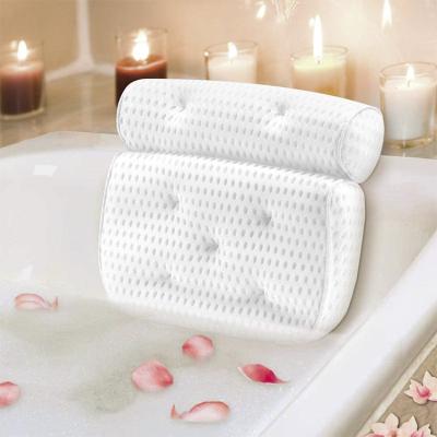 China Sustainable Luxury Square Soft Memory Air Mesh Washable Spa Bath Pillow 4d Air Mesh Technology With Suction for sale