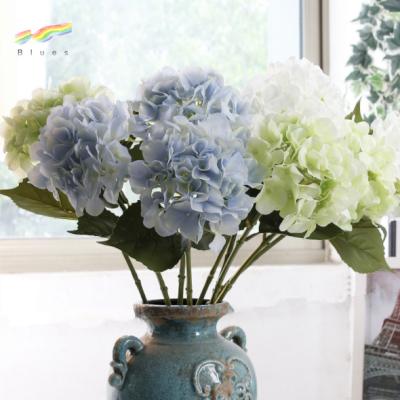 China Strap Hydrangea Touch Real Artificial Latex Blue Hydrangea Flowers For Sale Home Wedding Decoration Wholesale for sale