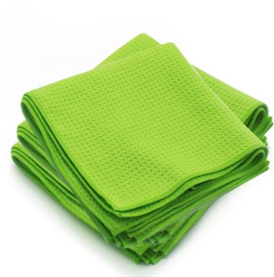 China 16inch X 24inch 380gsm Microfiber Cleaning Cloth Waffle Weave Viable White Kitchen Towel for sale