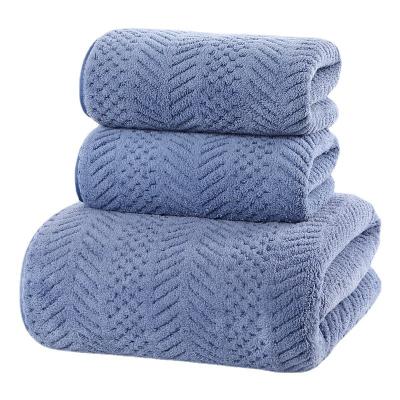 China Sustainable Coral Fleece Towel Bath Towel Gift Box With Portable 3 Piece Hotel Towel Gift Set for sale