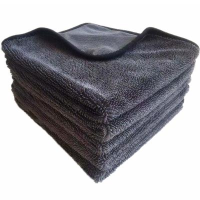 China Super Absorbent Customized Microfiber Twisted Drying Loop Wash Pile Twist Single Layer Auto Detailing Cleaning Towel for sale