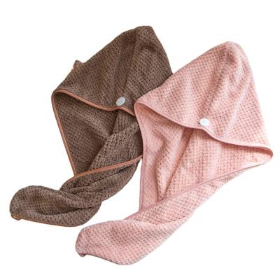 China Magic Dry Hair Microfiber Towel QUICK DRY Hair Wrap Turban Bath Shower Head Quick Drying Towel With Buttons for sale