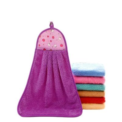 China Viable Wholesale Cute Bear Towel Coral Fleece Hand Towel Custom Hanging Kitchen Towel for sale