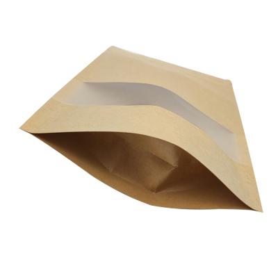 China Recyclable Customized Resealable Zip Lock Up Pouch Kraft Paper Snack Coffee Tea Bags Stand Up Pouch With Window for sale