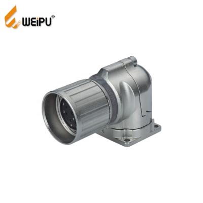 China Zinc Alloy With Nickel Plating WEIPU IP67 M23SK-ZL 150V 8A Female Contact Angled Flange Square Receptacle Electrical Circular Connector for sale