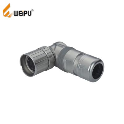 China Zinc Alloy With Nickel Plating WEIPU IP67 M23SK-TL 19pin 20A 300V Angled Female Contact Aviation Cable Connector for sale