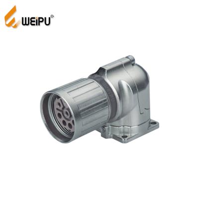 China Zinc Alloy With Nickel Plating WEIPU M23 Series M23DK-ZL Female Contact Angled Flange Receptacle Power Square Circular Connector for sale