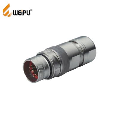 China Zinc Alloy With Nickel Plating WEIPU Male Connector M23SJ_TK 9pin 20A Cable Signal Waterproof Connector for sale