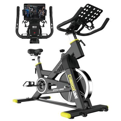 China Universal 35lbs Flywheel Stationary Indoor Cycling Exercise Bike Ipad Cycling Stand with LCD Monitor for Cardio Workout Training Home Bikes for sale