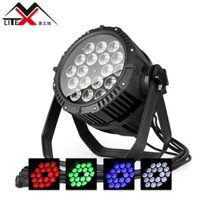 China Outdoor stage performance and other newest outdoor location dj par led stage projector dmx IP65 10W*18pcs RGBW 4in1 lightweight aluminum body led par waterproof can light for party rod for sale