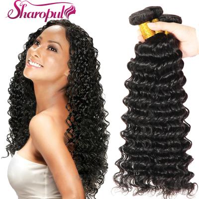 China Wholesale Deep Wave Natural Black Raw Virgin Hair Weave 100% Human Hair Weave Brazilian Human Hair for sale