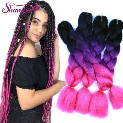 China Sharopul single color and ombre color braiding hair wholesale synthetic single colors jumbo braiding hair crochet braiding hair in hair extension for sale