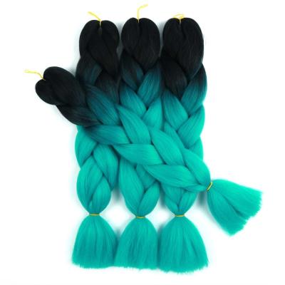 China 2021 High Quality Ombre Raw Material Elephant CURLY STRAIGHT Ombre Braid Synthetic Hair Extension Hair For Braiding for sale