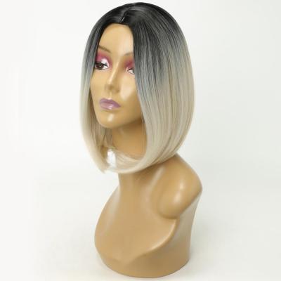 China Ombre Silky Straight Blonde Gray Green Ombre Shoulder Wave Purple Blonde Colors Straight Synthetic Wigs For Black Women for sale