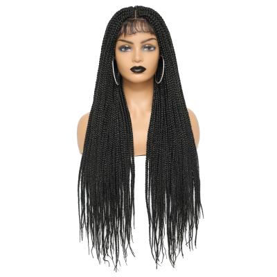 China Silky Straight Wave Ladies Synthetic Hair Wigs Box Braids Crochet Hair Heat Resistant Synthetic Wigs Lace Front for sale