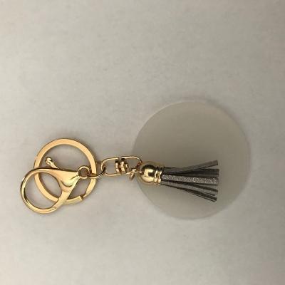 China 2 Inch Acrylic Key Chain Gift Blanks Circle Clear Acrylic Discs With Hole With Gold And Key Chain Rings for sale