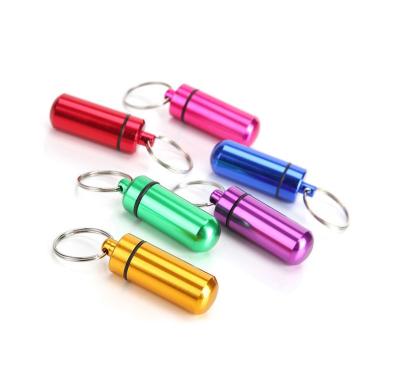 China Bantoye Portable Metal Pill Case Waterproof Aluminum Pill Holders Storage Drug Container With Key Chain For Camping Outdoor Traveling for sale