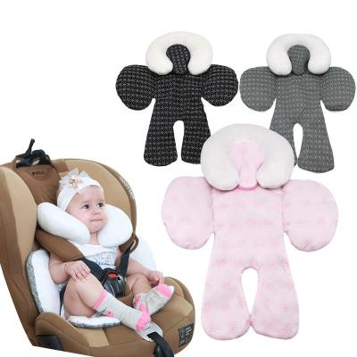 China Eco-freindly Cotton Solid Color Soft Breathable Baby Stroller Car Cushion Head and Body Pad Pad Head Mat Both Sides for sale