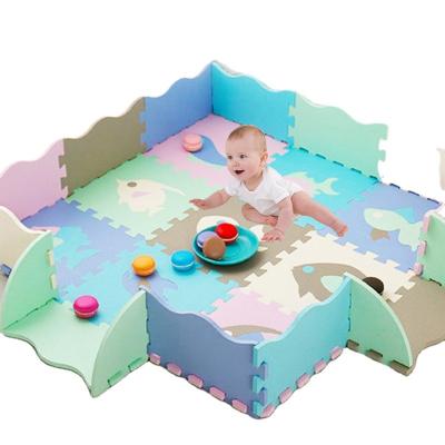 China Eco-freindly Foam Soft Play Mat Carpets Developing Crawling Rugs Cartoon Baby Floor With Fence Kids Puzzle Toys for sale